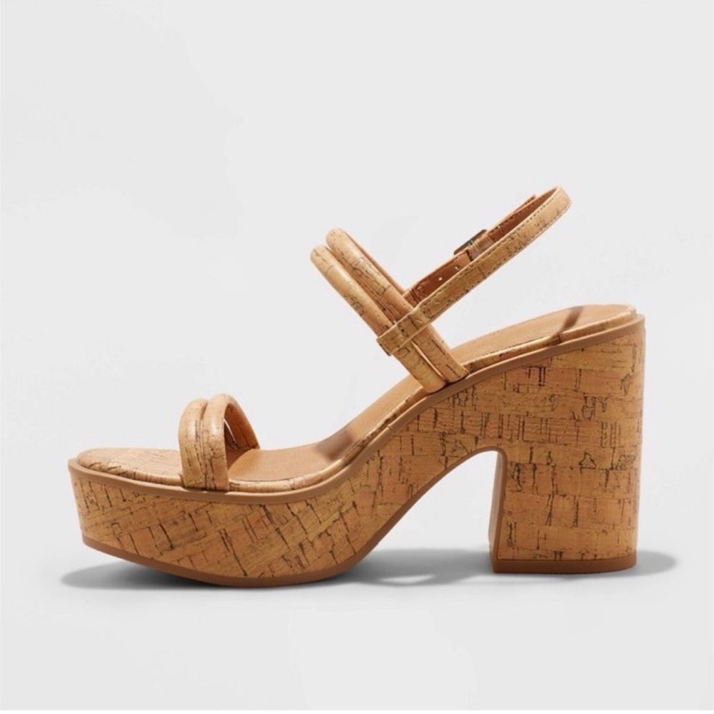 Universal Thread Alva Cork Platform Slingback San… - image 2